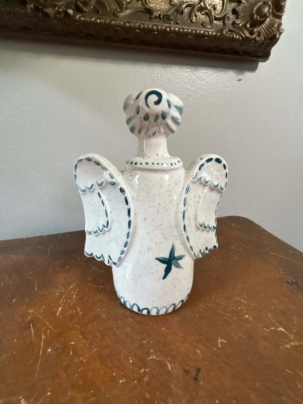 Vintage Hand-Painted Ceramic Angel Candle Holder signed DHO